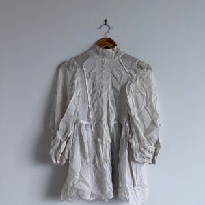 Women's Zara Silk Cream Flowy Fit High Neck Top